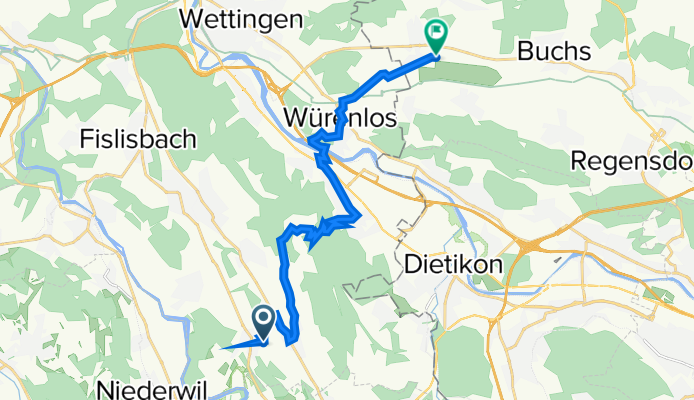 Bellikonerstrasse 32, Künten nach Industriestrasse 60, Otelfingen