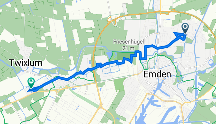 Rilkestraße 26, Emden nach Bachstelzenweg 11, Emden