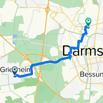 Brucknerstraße 23, Griesheim nach Carl-Schenck-Ring, Darmstadt