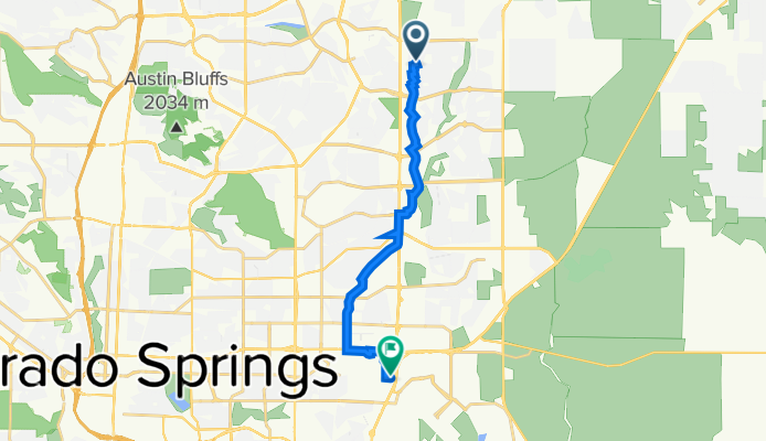 Route from 6180 Great Plains Dr, Colorado Springs