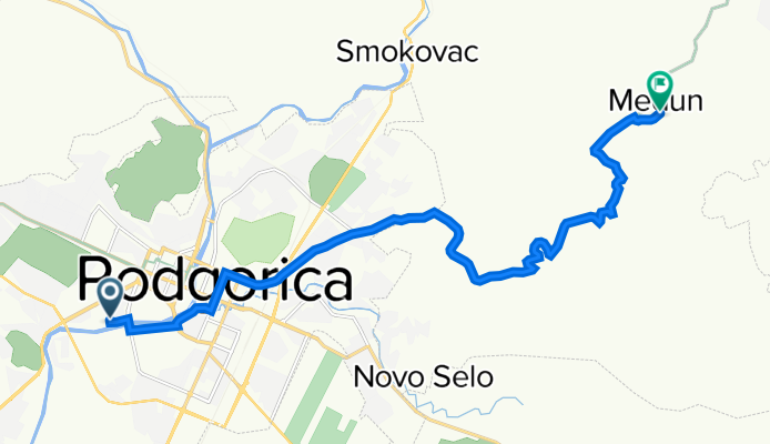 Marka Radovića 20, Podgorica to Put za muzej Marka Miljanova, Medun