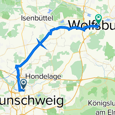 Hildebrandstraße 46, Braunschweig naar Porschestraße 62, Wolfsburg