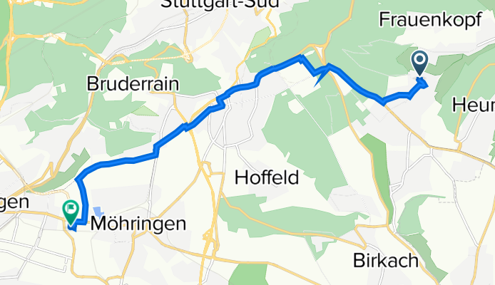 Erdbeerweg 12, Stuttgart nach Albstadtweg 11, Stuttgart
