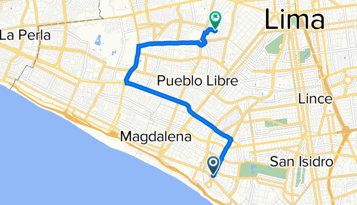 De Avenida General Felipe Santiago Salaverry 3529, San Isidro a Jirón Lastenia Larriva de Llona 388, Breña