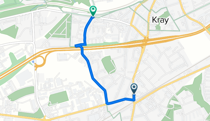 Krayer Straße 142, Essen nach Hubertstraße 256, Essen