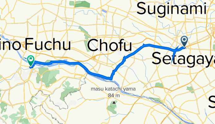 53, Matsubara 1-Chōme, Setagaya to 69-6, Sekido 2-Chōme, Tama