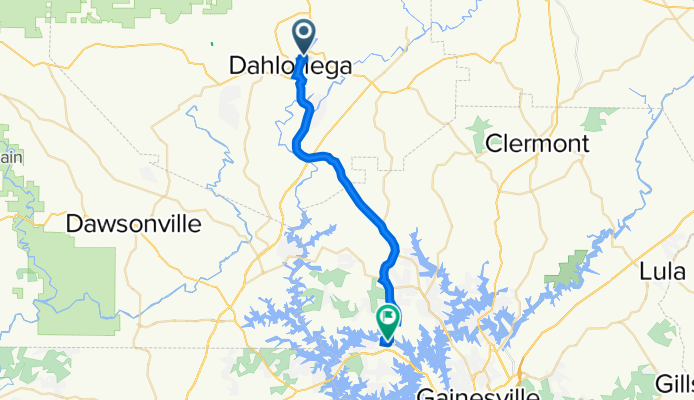 340 Walmart Way, Dahlonega to 2662 Walnut St, Gainesville