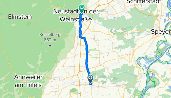 Pommernring 15, Offenbach an der Queich nach Robert-Stolz-Straße 23, Neustadt an der Weinstraße