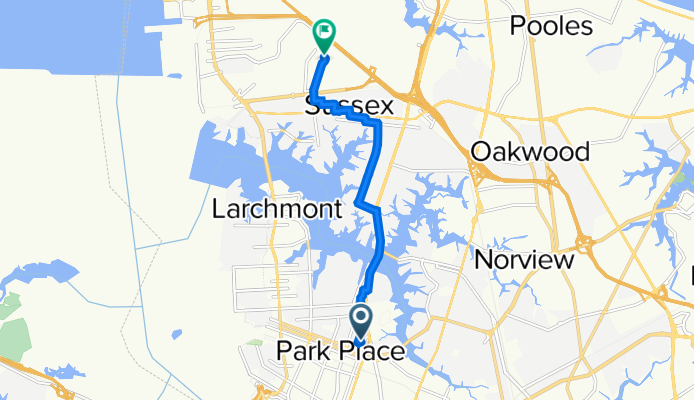 2901 Granby St, Norfolk to 8000 Diven Arch, Norfolk