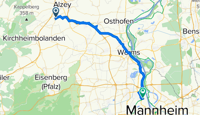 Hinter der Kirche 16, Freimersheim nach Bürgermeister-Trupp-Straße 59A, Ludwigshafen