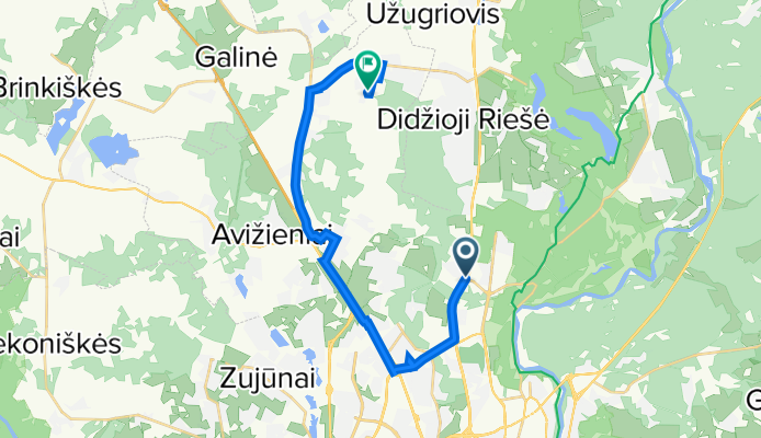 От Akademijos st., Vilnius до Riešė