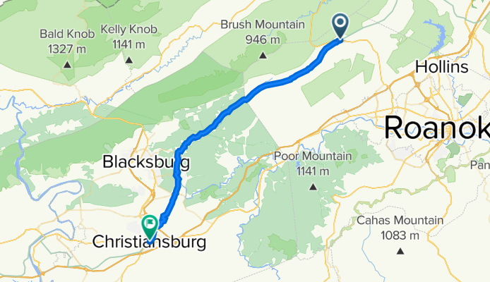 Keffer Rd, Catawba to 16 E Main St, Christiansburg