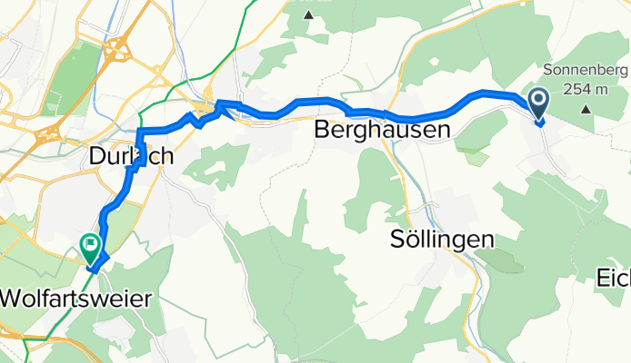Route von Wesostraße 131, Pfinztal
