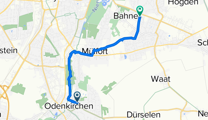 Manderscheider Straße 18, Mönchengladbach nach Am Sternenfeld 58F, Mönchengladbach