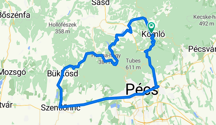 Komló-Szentlőrinc-Pécs-Komló