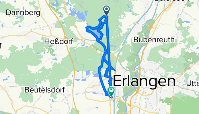 Route nach Marienstraße 16, Erlangen