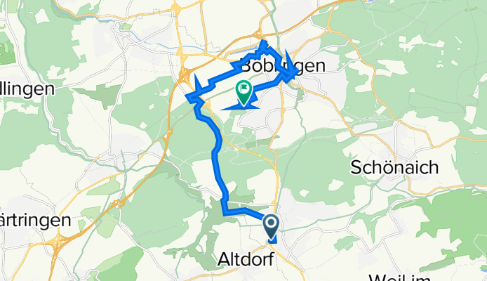 Altdorfer Straße 26, Holzgerlingen nach Amsterdamer Straße 31, Böblingen