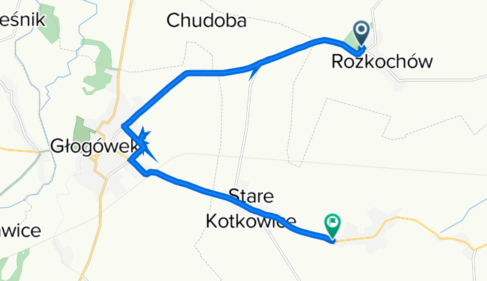 Głogowska 1A, Rozkochów do Biedrzychowice 72, Biedrzychowice