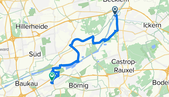 Wartburgstraße 281, Castrop-Rauxel nach Knappschaftstraße 34, Herne