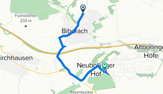 Finkenbergstraße 58, Heilbronn to Pfaffenstraße 66, Heilbronn