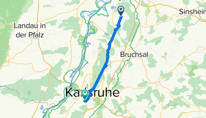 Jägerstraße 3, Waghäusel nach Bernhard-Lichtenberg-Straße 98, Karlsruhe