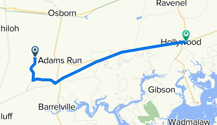 32.723° N -80.370° W nach 32.735° N -80.237° W