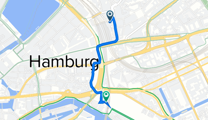 Hachmannplatz 3–12, Hamburg nach Deichtorstraße 1, Hamburg