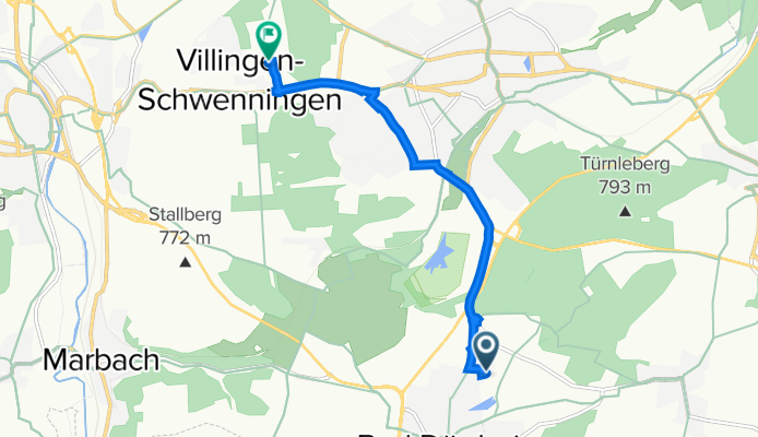 Lerchenstraße 44, Bad Dürrheim nach Klinikstraße 11, Villingen-Schwenningen