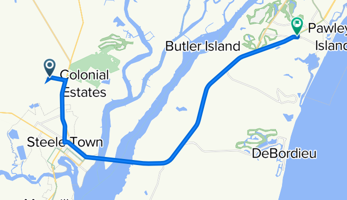 33.409° N -79.297° W nach 33.430° N -79.144° W
