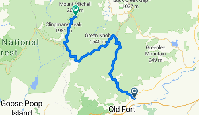 Curtis Creek Rd to Mt Mitchell