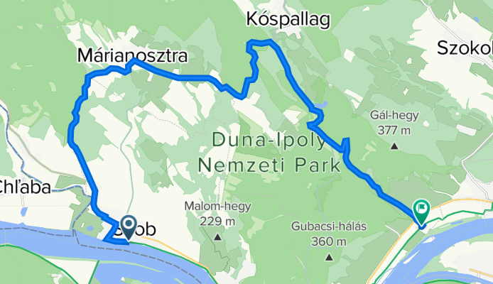 Route from Széchenyi sétány 11–25., Szob