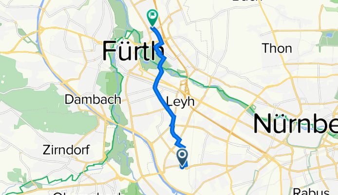 Rothenburger Straße 457A, Nürnberg nach Laubenweg 30, Fürth