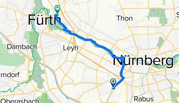 Leopoldstraße 3, Nürnberg nach Poppenreuther Straße 21, Fürth