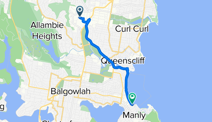Route from 21 Cross St, Brookvale