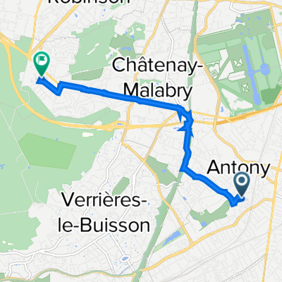 De Allée des Ormeaux 2, Antony à Allée Santos Dumont 1, Châtenay-Malabry