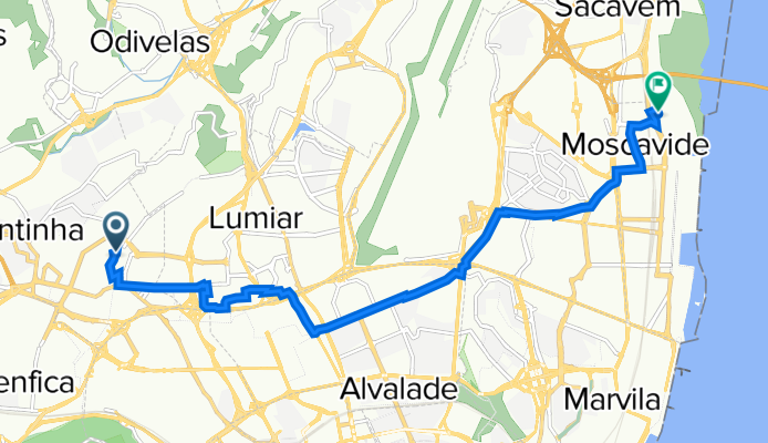 Rua Cesina Adães Bermudes 11, Lisboa to Rua do Indo 461