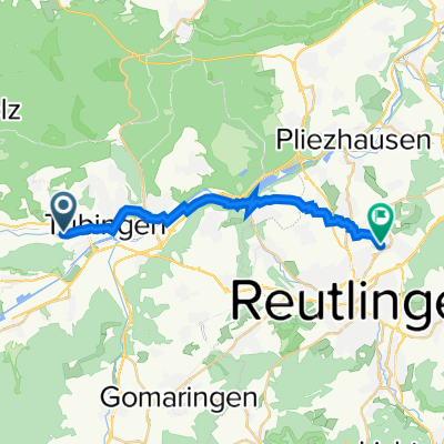 Sindelfinger Straße 45, Tübingen nach Gärtnerstraße 21, Reutlingen - Sindelfinger Straße 45, Tübingen nach Gärtnerstraße 21, Reutling