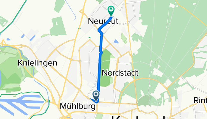 Karlsruhe Moltkestr./Städt. Klinikum nach Dürerstraße 9, Karlsruhe