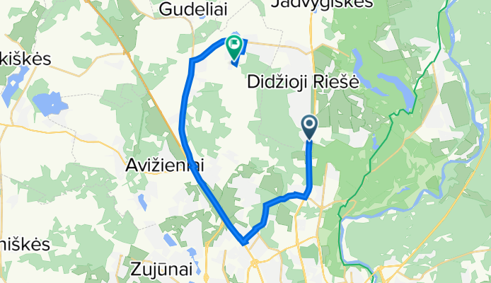 От Molėtų plentas 68, Vilnius до Riešė