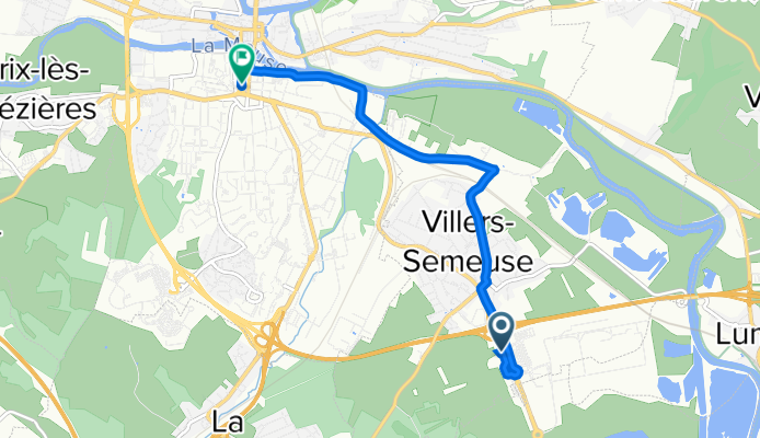 De Le Pré des Terres 64, Villers-Semeuse à Avenue du 91ÉME R.I. 7, Charleville-Mézières