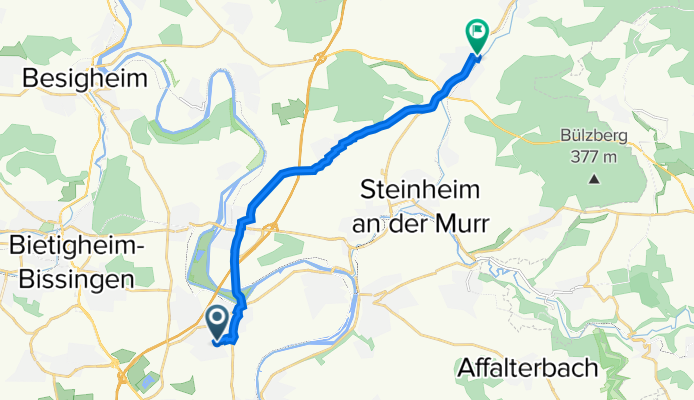 Max-Eyth-Straße 1, Freiberg am Neckar nach Hoftalstraße 2, Großbottwar