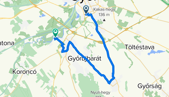Route from Lajta út 23., Győr