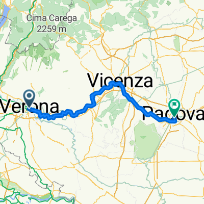 Da Via degli Alpini 97, Verona a Via Prato della Valle 38, Padova