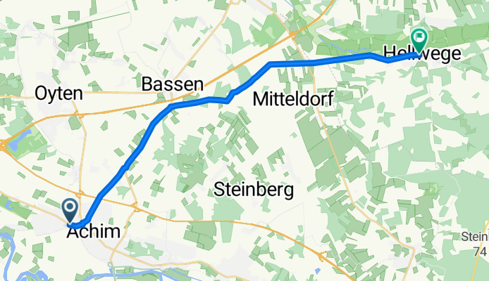 Bremer Straße 20, Achim nach Dorfstraße 4, Hellwege