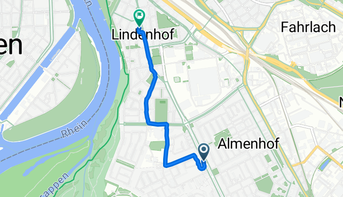 Steubenstraße 46, Mannheim nach Windeckstraße 11, Mannheim