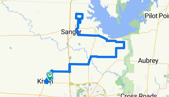 Route from 760–892 Bobcat Blvd, Krum