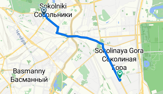 От Сокольническая площадь 9с1, Москва до проспект Буденного 33А, Москва