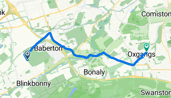 Route to 18/2 Oxgangs Ave, Edinburgh