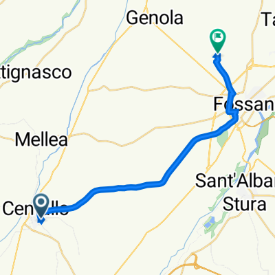 Da Piazzale Nuto Revelli 7, Centallo a Cussanio - piazza, Fossano