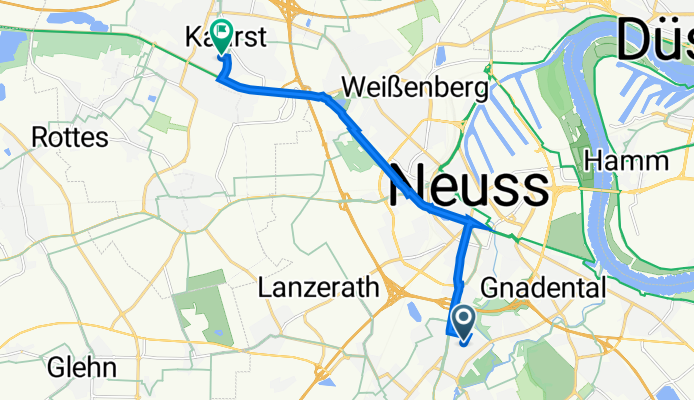 Melissenstraße 14A, Neuss nach Pestalozzistraße 3, Kaarst